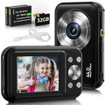 Digital Camera, Bofypoo FHD 1080P 44MP Kids Camera with 32GB Card, 16X Zoom Point and Shoot Digital Camera with Fill Light, Anti-Shake Compact Vlogging Camera for Teens Boys Girls (Black)