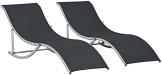 Outsunny Pool Chaise Lounge Chairs Set of 2, S-shaped Foldable Outdoor Chaise Lounge Chair Reclining for Patio Beach Garden with 264lbs Weight Capacity, Black
