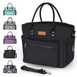 Insulated Lunch Bag for Women men,Leakproof Cool Bag Lunch Box with Shoulder Strap,Thermal Large Lunch Bag Adults ,Reusable Packed Lunch Bag black for Office Work Picnic Camping School Beach (Black)