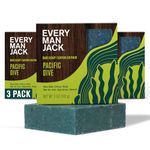 Every Man Jack Cold Processed Mens Bar Soap - Pacific Dive Scent w/notes of Sea Salt, Kelp, Refreshing Citrus - Deeply Cleans & Hydrates w/Naturally Derived Ingredients & Light Grit - (3 Pack)