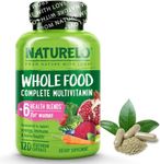 NATURELO Whole Food Multivitamin for Women - with Natural Vitamins, Minerals, Botanical Blends - Complete All-in-One Supplement for Energy, Brain, Eye Health - 120 Vegan Capsules | 1 Month Supply