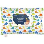 Toddler Pillow with Pillowcase - My Little Dreamy Pillow - Organic Cotton Toddler Pillows for Sleeping, Kids Pillow, Travel Pillows for Sleeping, Mini Pillow, Toddler Bed Pillows (Happy Dino)