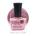 Color Fx New York Sugar Baby Nail Polish Metallic Shimmery Matte Gel Like Finish, 21 Toxin Free, Long Lasting, Non-yellowing, Light Pink Nail Polish Women 9Ml