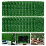 Potlimepan 24pcs Boxwood Panels,Greenery Mats Green Grass Wall for UV Protection,Artificial Protected Privacy Panel for Garden Decoration,Indoor and Outdoor Fence (15.7" x 23.6")