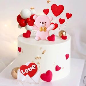 JeVenis Romantic Valentine's Day Cake Decoration Heart Love Cake Topper Heart Rose Cake Decoration wedding anniversary Party Supplies