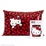 Kitsch Hello Kitty x Satin Pillowcase with Zipper for Hair and Skin, Softer Than Silk Pillow Cases Queen 1 Pack, Smooth Cooling Pillow Covers Standard Size 19x26 Inches, Kitty Bathes in a Sea of Bows