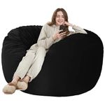 HABUTWAY 4FT Bean Bag Chair, Bean Bag Chair Adult with Velvet Cover,Beanbag Chair with Filler，Giant Bean Bag Chairs for Dorm Room, Living Room, Black