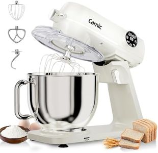 8.45 QT All Metal Stand Mixer,10 Speed Large Capacity Kitchen Mixer with Digital Timer & Tilt-Head, Electric Mixer with Whisk Dough Hook Mixing Beater for Baking,Cakes,Cookie,Bread,Salad (White)