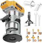 Cordless Wood Router Tool Compatible with DeWalt 20V Battery(Tool Only), Brushless Trim Router, 28000RPM Max, Aluminum Base for Woodworking, DIY Projects, Edge Trimming