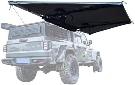 ROVEROLL 180° Side Awning, with LED Light, Waterproof, Sun Protection Fabric, Stake and Guy Rope Combo Set for Wind Resistant, 94 ft² Vehicle Awning for SUV, Van, Truck, Jeep