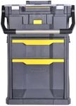 Stanley 2-in-1 Rolling Workshop (53 x 75.60 x 32 cm, Tool Carrier with Organiser Attachment, Drawer, Two Large Compartments, Telescopic Handle, Made of Durable Plastic) STST1-79231