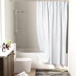 Encasa XO Waterproof Shower Curtain for Bathroom 8 x 6 feet(183x244 cm), Anti-Fungal Polyester Washroom Curtain with 12 Hooks, Wet & Dry Partition Toilet Curtains [Design]