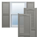 12"W x 48"H Lifetime Vinyl, Standard Cathedral Top Center Mullion, Open Louver Shutters, w/Installation Shutter-Lok's & Matching Screws (Per Pair), Clay