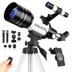 Telescope for Kids, NACATIN 70mm Aperture Childs Telescope Refractor Astronomical Adjustable Tripod Telescope for Kids Adults Beginners, with Smartphone Adapter and Wireless Remote (White)