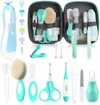 Baby Grooming Kit, 25 PC Infant Safety Care Set with Hair Brush Comb Nail Clipper Nasal Aspirator, Baby Essentials Kit for Newborn-Green