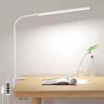 Lepro Desk Lamp Clamp, LED Desk Lamp Eye Caring Dimmable, 5W 460lm, 10 Brightness Levels x 3 Colour Modes, USB Powered Clip on Desk Light for Reading, Office, Crafts, Nails, Bedside, Back to School