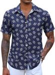 COOFANDY Tropical Shirt for Men Hawaiian Short Sleeve Casual Button Down Vacation Shirt