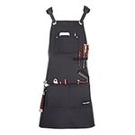 Housolution Tools Apron, Multipurpose Heavy Duty Waxed Canvas Waterproof Work Apron with Tool Pockets for Woodworking Crafting Painting, Cross-Back Straps,Adjustable M to XXL,Purple Gray