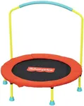 Fisher-Price WonderJump 36 Inch Round Indoor Mini Trampoline, Toddler and Kids Activity Toy with Stabilizing Handlebar, Multicolor