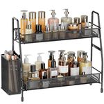 EKNITEY Spice Rack Organizer for Countertop, 2 Tier Bathroom Shelf, Desktop Makeup Organizer, Small Storage Rack for Kitchen, Bath Room, Bedroom and Office