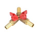 3 Way Hose Connector, Y Shape Brass Ball Valve Connector HATOOLHA® Shut Off Coupling Splitter Ball Valve for Water Oil Gas (8mm)