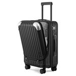 LEVEL8 Lightweight Hard Case Shell ABS+PC Luggage with 4 Spinner Wheels and TSA Lock, 20 Inch Hand Luggage Cabin Suitcase Hardcase Suitcase and Trolley, 55CM, Zwart, 37x24x55.5CM, 36L, Zwart,