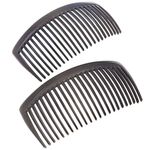 Camila Paris CP3023 French Side Combs Large Curved, Gray French Twist Hair Combs Decorative, Strong Hold Hair Clips for Women Bun Chignon Up-Do, No Slip Styling Girls Hair Accessories, Made in France