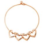 AGISLONE Personalized Heart Name Bangle Bracelet for Women with 14K Rose Gold Plated Heart Charms Customized 1-8 Names BFF Love Family Mom Wife Girl Bracelet Jewelry