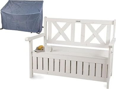 needs&wants® Banc de Jardin en Bois résistant aux intempéries avec Espace de Rangement et Couverture, Banc Coffre 2 Places, Banc de Parc Jardin extérieur avec Coffre
