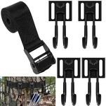 whumsdog Bow Hanger for Tree Stand, Treestand Strap Hunting Gear Hanger, Bow Hunting Tree Stand Accessories Holder with 4 Metal Hooks for Gears Bow Quiver Backpack Tree Saddle