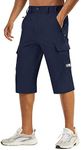 TACVASEN 3/4 Length Shorts Summer Cargo Joggers Cropped Three Quarter Shorts Cycling Sports Running Pants Walking Hiking Shorts Workwear Navy