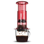 AeroPress Clear Red Coffee Press – 3 In 1 Brew Method Combines French Press, Pourover, Espresso, Full Bodied Coffee Without Grit or Bitterness, Small Portable Coffee Maker for Camping & Travel, Red