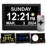 LKUWEE Alarm Clocks 10 Inch, 12 Electronic Calendar Day Date Large Clock for Memory Loss Elderly Seniors Dementia Alzheimers, Digital Clock with Non-Abbreviated Day&Month, 8 Themes/6 Display Effects