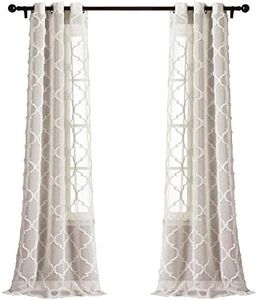 Lush Decor Beige Avon Trellis Grommet Sheer Window Curtain Panel Pair (84" x 38")