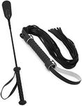 RIDIN Horse Crop 18'' Whip 33''- Equestrian Horse Crop Whip - Leather Horse Whip - Crops for Horses Black