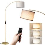 SUNMORY Arc Floor Lamp with Remote,Modern Floor Lamp with Stepless Dimmable Bulb,75″Height Tall Lamp for Living Room with Hanging Drum Shade and Weighted Base.Mid Century Standing Lamp for Bedroom.