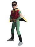 Rubie's Official DC Comic Teen Titan Robin Kids Costume, Deluxe Muscle Chest Super Hero Dress Up Small Age 3-4