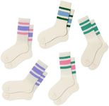Fszsaa Fun Novelty Retro Striped Crew Socks For Women Sporty Calf Casual Cotton Tube Socks Women
