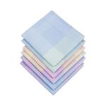HOULIFE Ladies 100% 60S Cotton Handkerchiefs Womens Soft Checkered Pattern Hankies for Wedding Party 6/12 Pieces 17x17/43x43cm