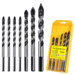 HPMAISON Multi-Material Tile Drill Bits Set, 7PCS Tungsten Carbide Tip Drill Bit for Ceramic Tile Porcelain Granite Marble Brick Glass Plastic Wood with Durable Storage Box (6 6 6 6 8 10 12mm)