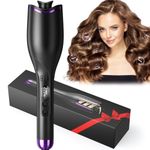 Ushine Hair Curler Automatic Rotating 360°,Fast Heating Ceramic Barrel Curling Wand for Long/Short Hair, Anti-scalding Hair Curling Tongs Negative Ion Curling Iron with 4 Temps & LED Display & Timer