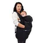 JAN & JUL Waterproof Baby Rain Cover with Hood and Pockets, Universal for Baby Carriers and Strollers (Black)