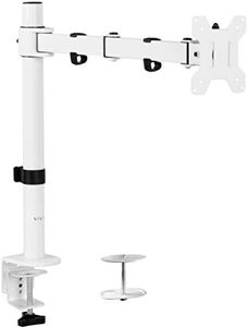 VIVO White Single 13 to 27 inch LCD Monitor Desk Mount Stand, Fully Adjustable, Tilt, Articulating | Holds 1 Screen with VESA up to 100x100mm (STAND-V001W)