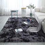 imra carpet Soft Modern Shag Area Rugs Fluffy Living Room Carpet Comfy Bedroom Home Decorate Floor Kids Playing Mat 4 Feet by 6 Feet, Grey Purple, Rectangular