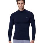 EXIO Japan Men's Mock Turtleneck Compression Shirt Cool&Dry Baselayer Top EX-T02 (Large, EXT02-NV)