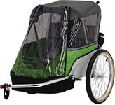 WIKE Children's Junior Bike Trailer: for 1-2 Kids Under 3'10"/100lbs max - Built-in roll cage, Stainless Steel towbar, 5-Point Restraints, Large Cargo Space, roll-up Bug and rain Screens, Safety Flag