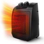 KEPLIN Ceramic Electric Fan Heater - Black I 2000W Low Energy Consumption Space Heater I 2 Heat Modes, Tip-Over & Overheating Protection, Adjustable Thermostat I Mini Portable Heater for Home & Office