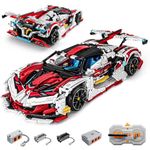 OWNONE 1 Super Car Building Kits - with Easy Drifting Wheels, Remote Control Function, Electric Gull-Wing Doors - Collectible 1:10 Scale Model Technique Car Building Blocks Set for Adults (2277 PCS)