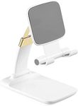 ARTMU Foldable Tablet Mobile Stand Holder Angle & Height Adjustable Desk Cell Phone Anti-Slip Compatible with Smartphones/iPad Mini/Game/Kindle/Tablet Folding Desktop Portable (4-10") inch (White)