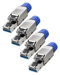 VCELINK Toolless RJ45 connector, Gold Plated Tool Free Cat 7 Connector, Shielded Ethernet Plug for Cat6A/Cat7 Ethernet cable 4 Pack